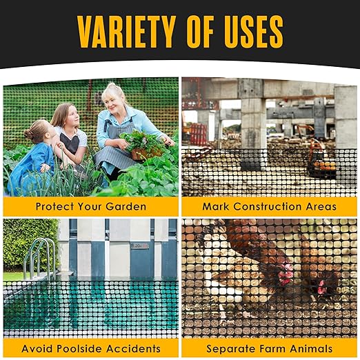 Houseables Fencing, Temporary Fence, Snow Fence, 4x100' Feet, 10.55 lb/roll, Black Plastic Fencing, Deer Netting, Plastic Mesh Roll, Safety Netting, Construction, Yard, Garden, Chicken, Dogs, Backyard