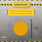 Mighty Line 2.7" Solid Dot Shaped Floor Marking Tape for Safety, Caution, Warning, Heavy-Duty, Peel and Stick, Adhesive Circle Spots, Industrial Quality, Yellow, Pack of 100