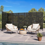 Modern Shade Metal Privacy Screen 72" H x 48" W, Freestanding Decorative Outdoor Privacy Fence Panels for Instant Privacy & Space Division, Patio Screens for Patios Outside Outdoor, Black, 4 Panel