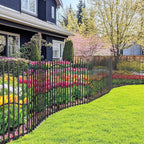 8 Panels No Dig Decorative Garden Fence with Gate - 40in H x 18ft L, Tall Heavy-Duty Square Tube Animal Barrier, Rustproof Dog Fence for Outdoor Yard & Patio Protection