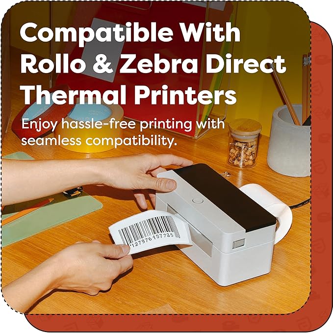 Aegis Adhesives - 4" X 4" Square Direct Thermal Labels Compatible with Rollo, Zebra, and Other Desktop Label Printers (10 Rolls, 350/Roll)
