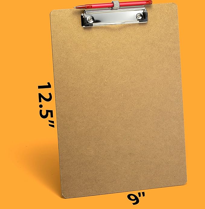 Achieva Recycled Wood Clipboard, Letter Size, Low Profile Clip with Pen Holder, 12 PK (68001)