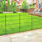 INJOPEXI Decorative Garden Fence 6 Panels 11.8ft(L)×30in(H) Garden Fences Outdoor with 6 Panels Rustproof Metal Wire No Dig Temporary Animal Barrier Fencing for Backyard Patio - Without Fence Gate