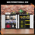Greenvelly Metal Storage Cabinet,36" Lockable Storage Cabinet with Doors and Adjustable Shelves, Steel File Cabinet with Lock for Garage,Home,School,Pantry(Black Grey)