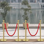 VEVOR Stanchions and Velvet Ropes 4Pcs, Solid Base with Stainless Steel Post, 5ft Red Velvet Ropes and Posts, Crowd Control Barriers Gold Stanchions, Red Carpet Runner Poles for Party Supplies