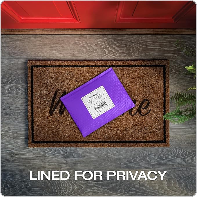 Quality Park Bubble Mailers, 6 x 9, Purple Poly Mailers, Padded Envelopes, Shipping Bags, Water Resistant, Self Seal, 50 Per Box (QUA85904)