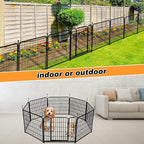Garden Fence with Gate 32 in(H)×27 in(L) 4 Panels,Fence Blocker for Dogs, Heavy Duty Iron Animal Barrier Fence,Suitable for Indoor Pet Or Outdoor Dog Fencing, Total 8.9 Ft(L), Black