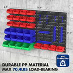 WORKPRO Pegboard Organizer Wall Mounted, 44PC Tool Storage Rack with Bins and Hooks, Peg Board Wall Organizer for Garage Organization, Workshop, Craft Room, Tool Wall Storage System