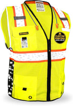 KwikSafety - BIG KAHUNA DIGITAL Safety Vest [LIMITED EDITION] Class 2 ANSI OSHA Reflective Hi Vis Heavy Duty Surveyor Construction Industrial Work Gear/Yellow 4XL