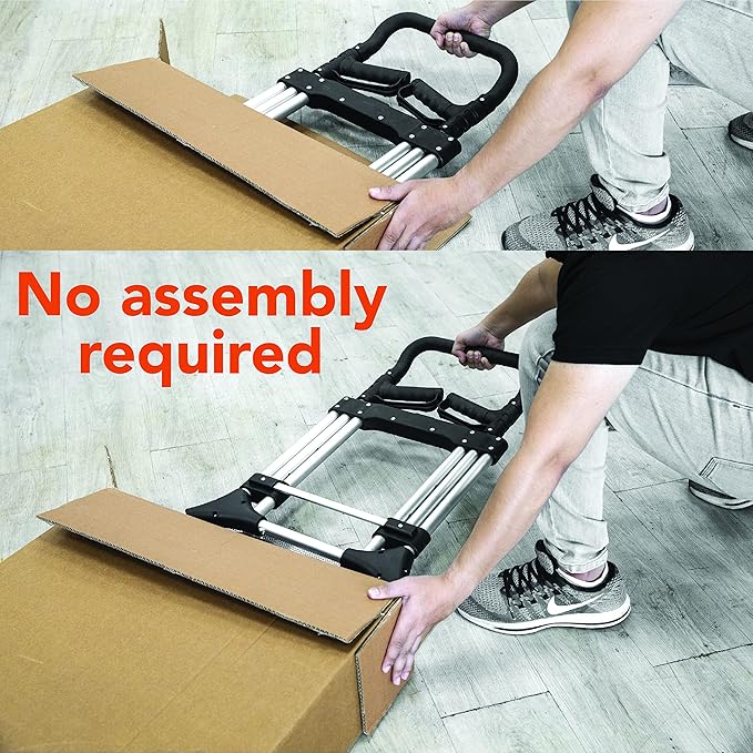 Olympia Tools 440 LB Aluminum Folding Hand Truck with Telescoping Handle - Foldable Moving Furniture Trolley Dolly Cart with 2-Wheels & Ergonomic Handle - Collapsible Hand Trucks for Home, Office