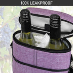 opux 2 Bottle Wine Carrier Tote, Insulated Leakproof Wine Cooler Bag, Wine Travel Bag for Picnic BYOB Beach, Portable Wine Bottle Carrying Case, Gift for Wine Lover Women Men Christmas, Purple