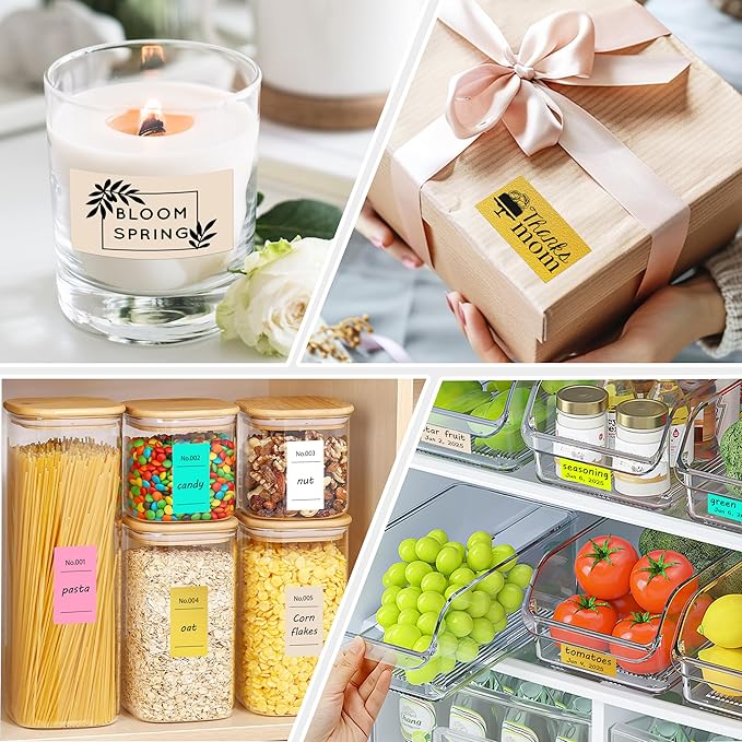 1x2 inch Label Stickers Roll for Thermal Printer 500PCS Colored Removable Freezer Labels Waterproof Blank Sticker Labels to Write on for Food Containers and Jars, Gold