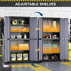 71” Metal Storage Cabinet-Lockable File Garage Tool Cabinets with Doors and Shelves- Gray&Black Steel Cabinet for Garage-Heavy Duty File Storage for Home, Office, Gym, Kitchen, School