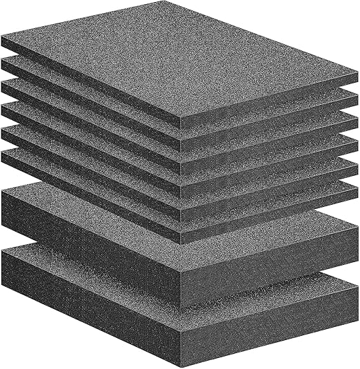 DECOHS 8 Pcs Polyurethane Foam Sheets- 2 Sizes Cuttable Foam Inserts for Cases- Packing Foam Pads for Toolbox Camera Storage and Crafts