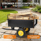 GAOMON Heavy Duty ATV Trailer Tow Behind Dump Cart, 17 Cu.Ft. 750Lbs Capacity, Pull Behind Steel Yard Wagon Dump Trailer for Tractor Lawn Mower Garden