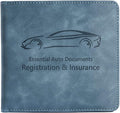 Mymazn Car Registration and Insurance Holder, Car Document Holder with Magnetic Closure, Faux Leather Registration Holder for Driver's License & Essential Documents, Vintage Blue