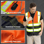 BeautyWill Custom Logo 10/20 Pack Safety Vest Class2 High Visibility Vest with Pockets Breathable Construction Vest Bulk