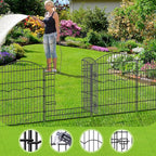 Decorative Garden Fence 12 Panels 26.8ft(L)×32in(H) Garden Fences Animal Barrier Fencing with 11 Panels + 1 Gate, No Dig Metal Rustproof Wire Border Temporary Dog Fence Outdoor for Patio Yard Lawn