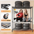 REIBII 4-Tier Storage Shelves Wire Shelving Unit with Cover & Wheels, Heavy Duty Metal Shelving for Dorm Storage Shelves, Garage Storage Rack Commercial Shelf, Pantry, Kitchen, 36" W*14.3" D*56.5" H