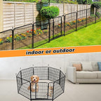Garden Fence with Gate 36 in(H)×27 in(L) 4 Panels, Heavy Duty Iron Animal Barrier Fence, Rabbit Fence for Garden, Suitable for Indoor Pet Or Outdoor Dog Fencing, Total 8.9 Ft(L), Black