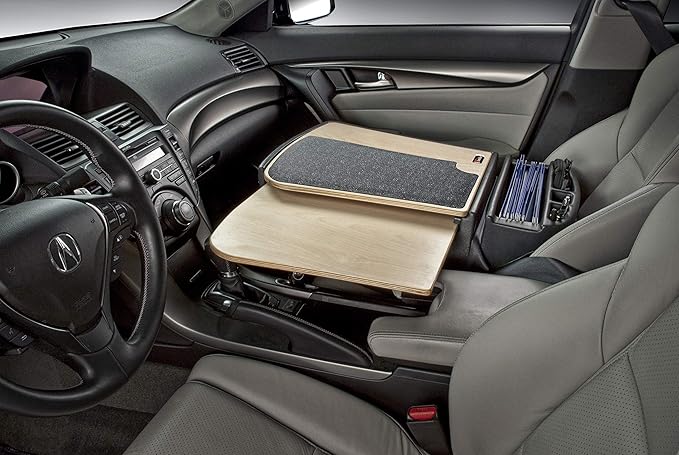 AutoExec GripMaster Car Desk for Your Vehicle Workstation and Mobile Office, Natural Birch