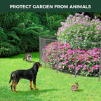 FXW Garden Fence Outdoor for The Yard – 45in(H) x 18.2ft(L) Heavy Duty Metal Animal Barrier for Dog and Rabbit, Decorative Dog Fence, 8 Panels, Silver