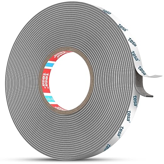 Tesa Double Sided Tape Heavy Duty 0.4in x 36ft 68211, Adhesive Mounting Tape Waterproof, Strong Foam Tape for Walls, Extreme Temp Resistant No Residue Removal Two Sided Tape for Auto, Home, Office