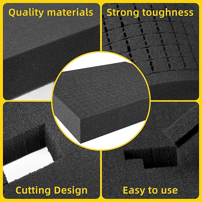 DECOHS 4 PCS Pick Apart Foam Insert- 2 Size Pick and Pluck Foam- Pluck Pre Cube Sheet Foam with Bottom Use for Board Game Box Cases Storage Drawer (Length 16 Inch)