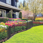 10 Panels No Dig Garden Decorative Fence with Gate - 24in H x 22.5ft L, Heavy-Duty Square Tube Animal Barrier, Rustproof Dog Fence for Outdoor Yard & Patio Protection