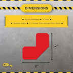 Mighty Line 2" Half Angle Marker Floor Marking Tape for Safety, Caution, Warning, Heavy-Duty, Peel and Stick, Adhesive, Industrial Quality, Red, Pack of 100
