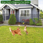No Dig Decorative Garden Fence 4 Panels with Gate, 48 in (H) x 10.4 ft (L), Dog Fence Outdoor for Yard，Rustproof Metal Animal Barrier Ground Stakes Fencing for Garden, Patio, Flower Bed