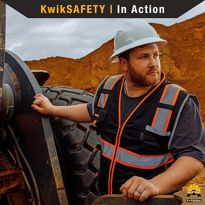 KwikSafety - Charlotte, NC - UNDERBOSS Safety Vest [11 POCKETS] Premium ANSI Class Unrated High Visibility Vest Construction Surveyor Reflective Vest Industrial Work Safety Vest for Men/Black 2XL