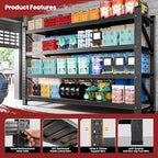 71" Wide Storage Shelves, 5000LBS Garage Shelving Heavy Duty, Standing Shelf Units, 4 Tier Metal Adjustable Storage Shelving Rack for Shop Warehouse Basement, 71'' W x 24''D x 70'' H