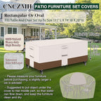 Heavy Duty Patio Furniture Covers Waterproof, 600D Outdoor Furniture Cover Waterproof for Sectional Sofa Couch, Outdoor Dining Table and Chair Set Covers 111''L x 74''W x 28''H, Beige Brown