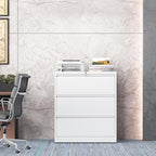 3 Drawer Lateral File Cabinet with Lock, Metal File Cabinet, Lateral File Cabinets for Home Office, Heavy Duty File Storage Cabinet for Legal/Letter/A4 Document, Assembly Required, White