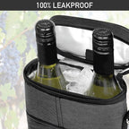opux 2 Bottle Wine Carrier Tote, Insulated Leakproof Wine Cooler Bag, Wine Travel Bag for Picnic BYOB Beach, Portable Wine Bottle Carrying Case, Gift for Wine Lover Women Men Christmas, Charcoal Grey