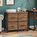 4 Drawer Lateral File Cabinet, Mobile Filing Cabinet for Large Printer, Home Office Functional Small Office Storage Cabinet & Printer Stand, Fits Letter/A4, 30.4'', Rustic Brown