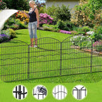 Decorative Garden Fence 6 Panels 6 Panels 13.4 ft (L)×32in (H) Metal Garden Fences, No Dig Animal Barrier Fencing Rustproof Wire Border Temporary Dog Fence Outdoor for Patio Backyard Lawn - No Door