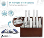 AdirOffice Adir Blue Print Storage Organizer - Mobile Roll File Cart, Construction Plan Holders, Blueprint Cabinet with Wheels, Roll Files Storage for Office and Home (21 Slots, Mahogany)