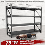 9000LBS Heavy Duty Garage Shelving Units,75" Wide & Deep Storage Shelves,Metal Garage Shelves,Large Storage Rack,Steel Shelf,Industrial Shelving for Shop,Warehouse,Basement,75" W x 24" D x 70" H
