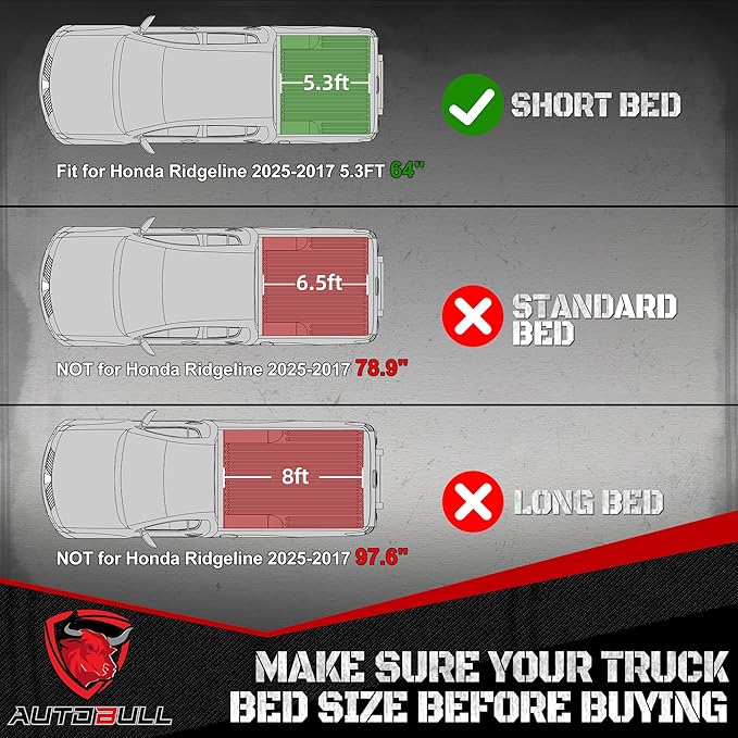 Truck Bed Mat Bed Liner Fit for Honda Ridgeline 2025 2024 2023 2022 2021 2020 2019 2018 2017 5.3FT (64.0 in),Vehicle Truck Bed Liner Custom Fit All Weather Protection TPE Pickup Car Bed Mat
