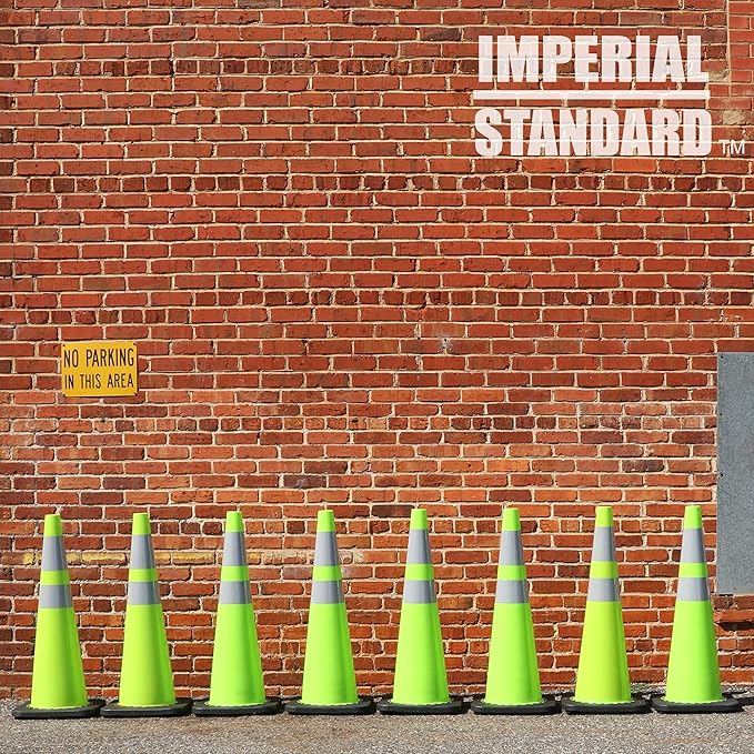 Traffic Cones - Safety Cones - 36" Green Cones with 2 Reflective Collars - Construction Cones - Road Cones - Parking Cones - Street Cone (8 pack)