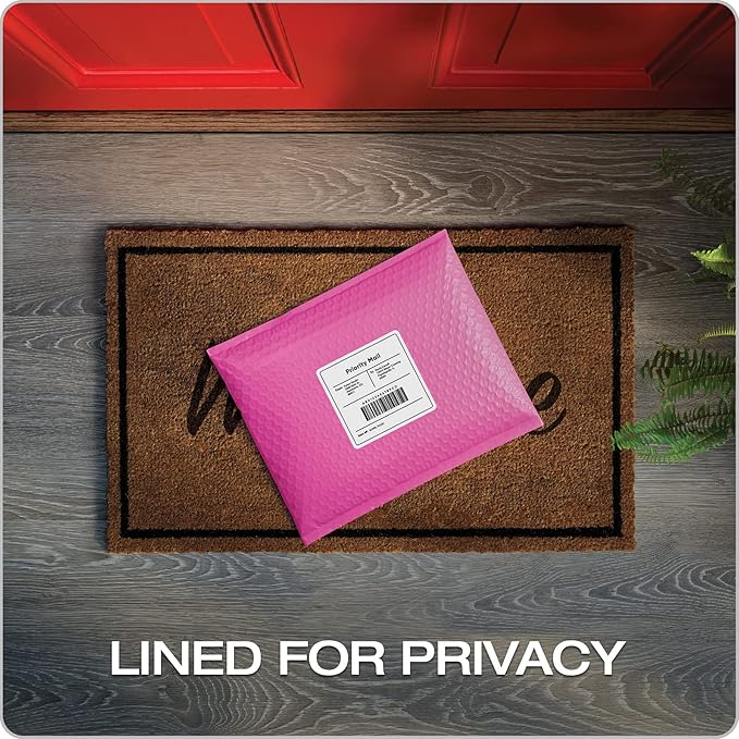 Quality Park Bubble Mailers, 8.25 x 11 Shipping Envelopes, Water Resistant Pink Poly Padded Envelopes, Redi-Strip Peel Off Closure, 25/Box (QUA85861)