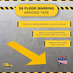 Mighty Line Solid Arrows Directional Sticker Sign Floor Marking Tape for Safety, Caution, Warning, Heavy-Duty, Peel and Stick, Adhesive, Industrial Quality, Yellow, 10" by 6", Pack of 50