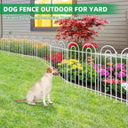 25 Panels Decorative Garden Fence, 24 in(H) X 50 ft(L) No Dig Dog Fence Outdoor for Yard, Rustproof Metal Garden Fencing Animal Barrier with Ground Stakes, Temporary Fencing for Patio Outdoor, White