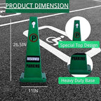 BESEA 4Pack No Parking Cone Green Caution 4 Sided No Parking Cone Reserved Parking