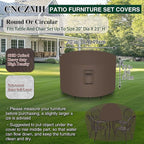 Heavy Duty Patio Furniture Covers Waterproof, 600D Round Outdoor Furniture Cover Waterproof for Sectional Sofa Couch, Outdoor Dining Table and Chair Set Covers 20"DIA x 23"H, Brown