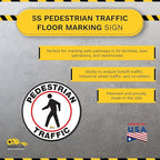 Mighty Line Pedestrian Traffic Crossing Walkway Floor Sign for Safety, Caution, Warning, Heavy-Duty, Peel and Stick, Adhesive, Industrial Quality, 24"