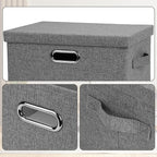Medium 15" 21 Quart Collapsible Stackable Storage Bins with Lids, 5 Packs Grey Foldable Fabric Closet Boxes Heavy-duty Linen Cube Baskets Container for Bedroom Office (15 x 11 x 8)