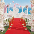 8Pcs Stainless Steel Stanchion Posts with 5ft Red Velvet Ropes - Crowd Control Barriers & Queue Line Kit with 26ft Red Carpet for Wedding, Party, Theater Supplies